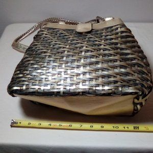 New metallic woven shoulder bag
